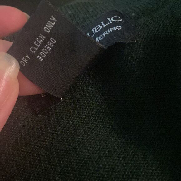Banana Republic Extra Fine Merino Wool Collared Sweater Dark Green XL - Picture 5 of 5